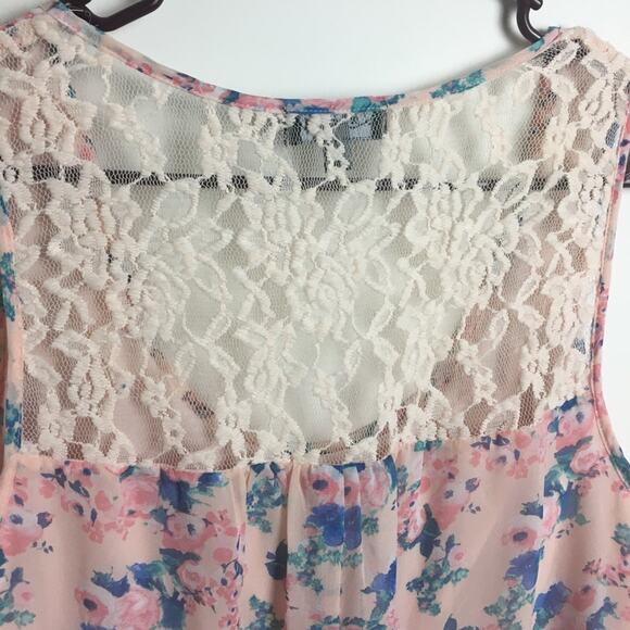 Love Reign Floral Lace Back Mini Dress Pink Large - Picture 11 of 13
